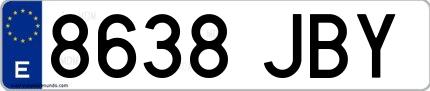 Ejemplo de matrícula española 8638 JBY