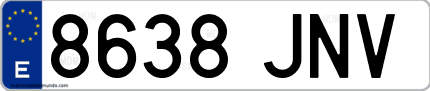 Ejemplo de matrícula de coche ordinaria 8638 JNV