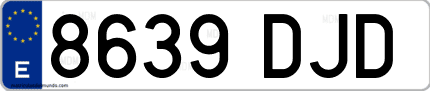 Ejemplo de matrícula de coche ordinaria 8639 DJD