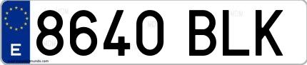 Ejemplo de matrícula española 8640 BLK