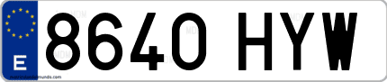 Ejemplo de matrícula de coche ordinaria 8640 HYW