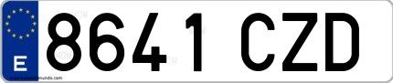Ejemplo de matrícula española 8641 CZD