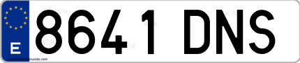 Ejemplo de matrícula de coche ordinaria 8641 DNS