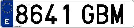 Ejemplo de matrícula española 8641 GBM