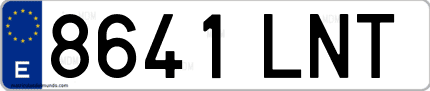 Ejemplo de matrícula de coche ordinaria 8641 LNT