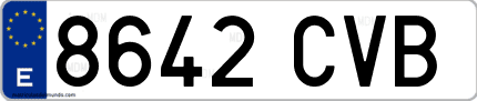 Ejemplo de matrícula de coche ordinaria 8642 CVB