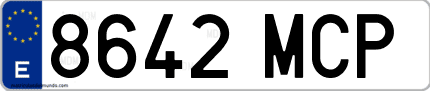 Ejemplo de matrícula de coche ordinaria 8642 MCP