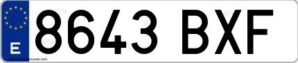 Ejemplo de matrícula española 8643 BXF