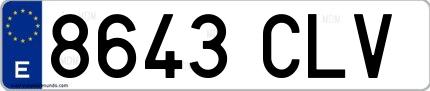 Ejemplo de matrícula española 8643 CLV