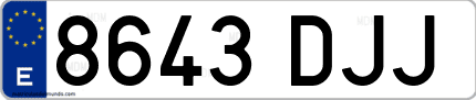 Ejemplo de matrícula de coche ordinaria 8643 DJJ