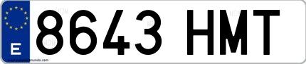 Ejemplo de matrícula española 8643 HMT