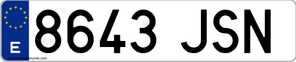 Ejemplo de matrícula de coche ordinaria 8643 JSN