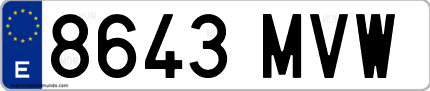 Ejemplo de matrícula de coche ordinaria 8643 MVW