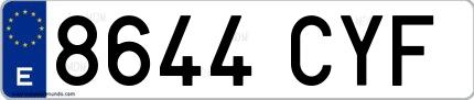 Ejemplo de matrícula española 8644 CYF