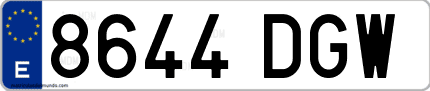 Ejemplo de matrícula de coche ordinaria 8644 DGW
