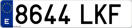 Ejemplo de matrícula de coche ordinaria 8644 LKF