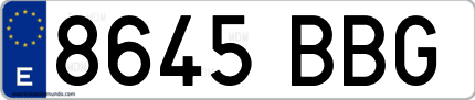 Ejemplo de matrícula de coche ordinaria 8645 BBG