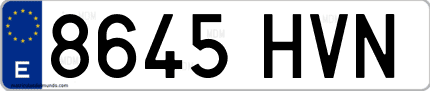 Ejemplo de matrícula de coche ordinaria 8645 HVN