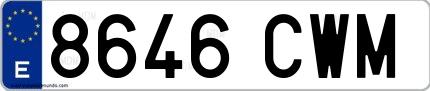 Ejemplo de matrícula española 8646 CWM