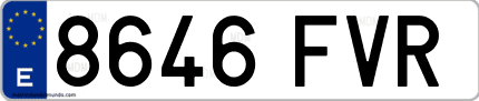Ejemplo de matrícula de coche ordinaria 8646 FVR