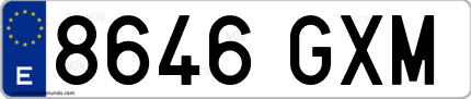 Ejemplo de matrícula de coche ordinaria 8646 GXM