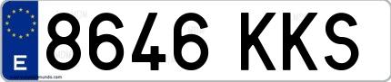 Ejemplo de matrícula española 8646 KKS