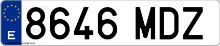 Ejemplo de matrícula española 8646 MDZ