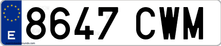 Ejemplo de matrícula de coche ordinaria 8647 CWM
