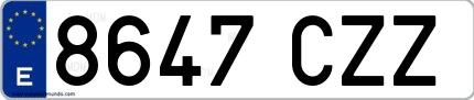 Ejemplo de matrícula española 8647 CZZ