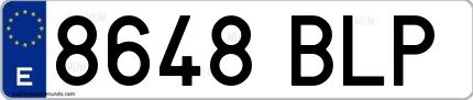 Ejemplo de matrícula española 8648 BLP