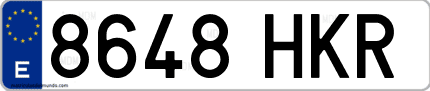Ejemplo de matrícula de coche ordinaria 8648 HKR