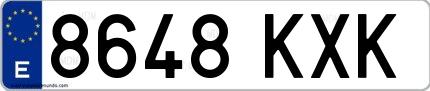 Ejemplo de matrícula española 8648 KXK