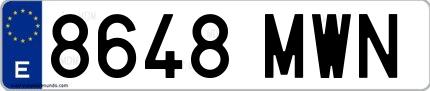 Ejemplo de matrícula española 8648 MWN