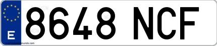 Ejemplo de matrícula española 8648 NCF