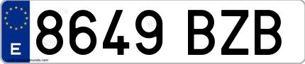 Ejemplo de matrícula española 8649 BZB