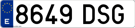 Ejemplo de matrícula de coche ordinaria 8649 DSG