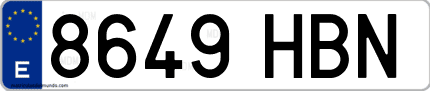 Ejemplo de matrícula de coche ordinaria 8649 HBN