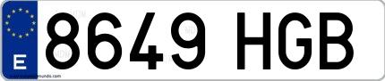 Ejemplo de matrícula española 8649 HGB
