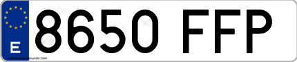 Ejemplo de matrícula de coche ordinaria 8650 FFP