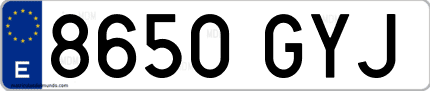 Ejemplo de matrícula de coche ordinaria 8650 GYJ