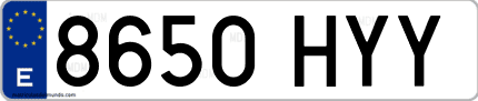 Ejemplo de matrícula de coche ordinaria 8650 HYY