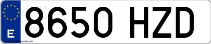 Ejemplo de matrícula española 8650 HZD