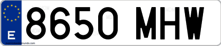 Ejemplo de matrícula de coche ordinaria 8650 MHW