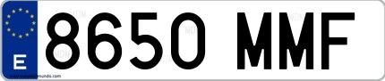 Ejemplo de matrícula española 8650 MMF
