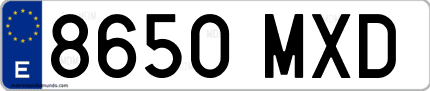 Ejemplo de matrícula de coche ordinaria 8650 MXD