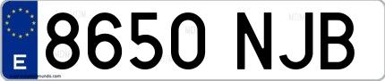 Ejemplo de matrícula española 8650 NJB