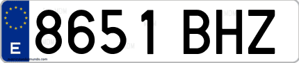 Ejemplo de matrícula de coche ordinaria 8651 BHZ