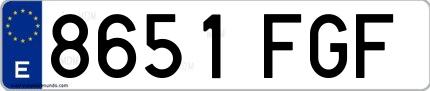 Ejemplo de matrícula de coche ordinaria 8651 FGF