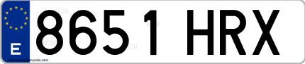 Ejemplo de matrícula de coche ordinaria 8651 HRX