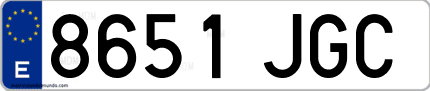 Ejemplo de matrícula de coche ordinaria 8651 JGC